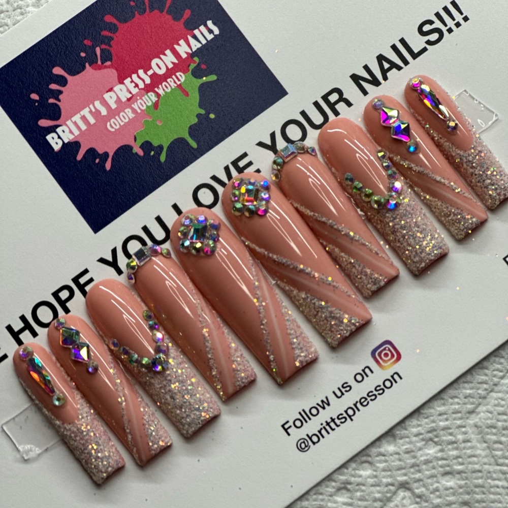 Nude, Glitter & Bling Press On Nails